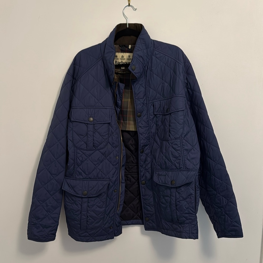 Barbour Navy Quilted Jacket Sz Large